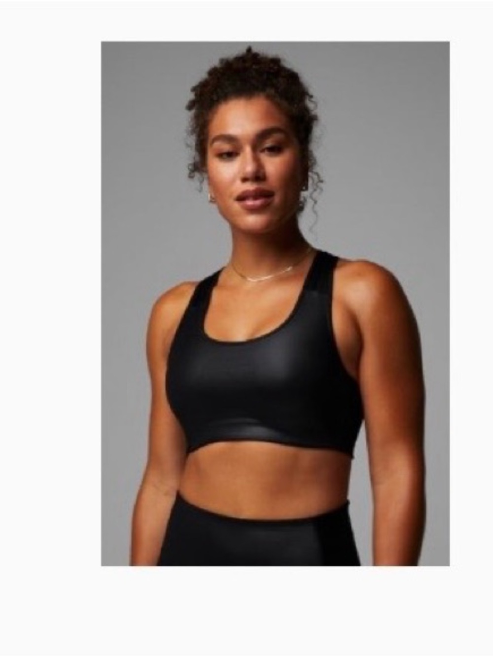 Fabletics Black Shiny medium impact shine sports bra